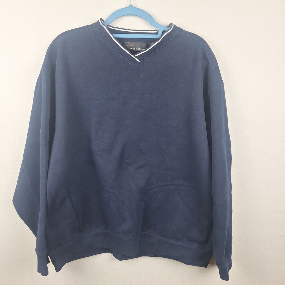 Greg Norman Sweater Adult Large Navy Knit V Neck Pullover Grandpa Golf 90s Y2K